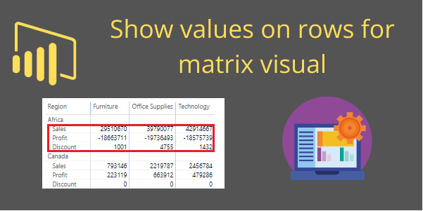 Show values on rows Power BI